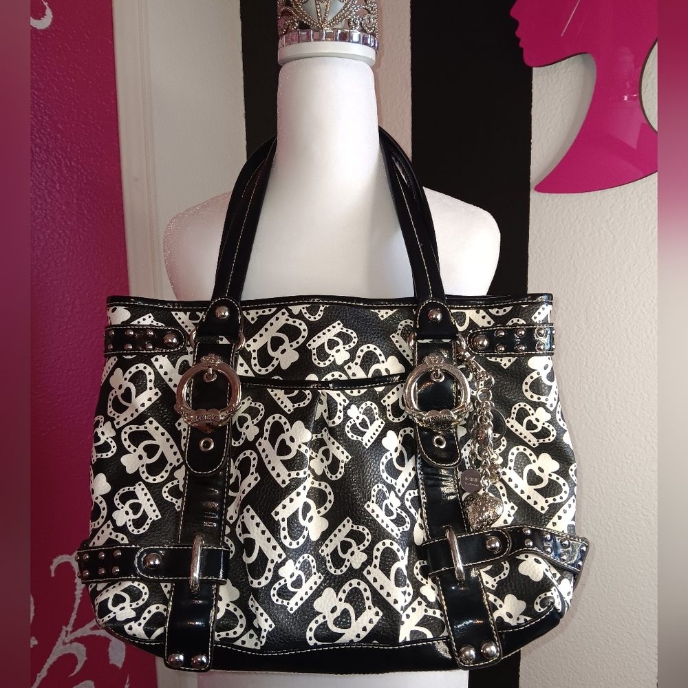 Kathy Van Zeeland Stylish Black and White Handbag